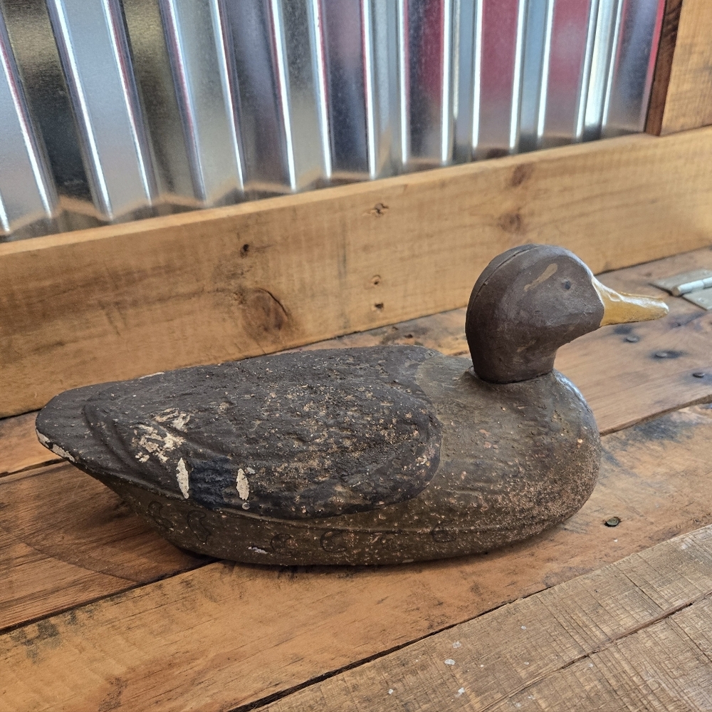 Vtg Styrofoam Duck Decoy Rubber Head 13" Primitive